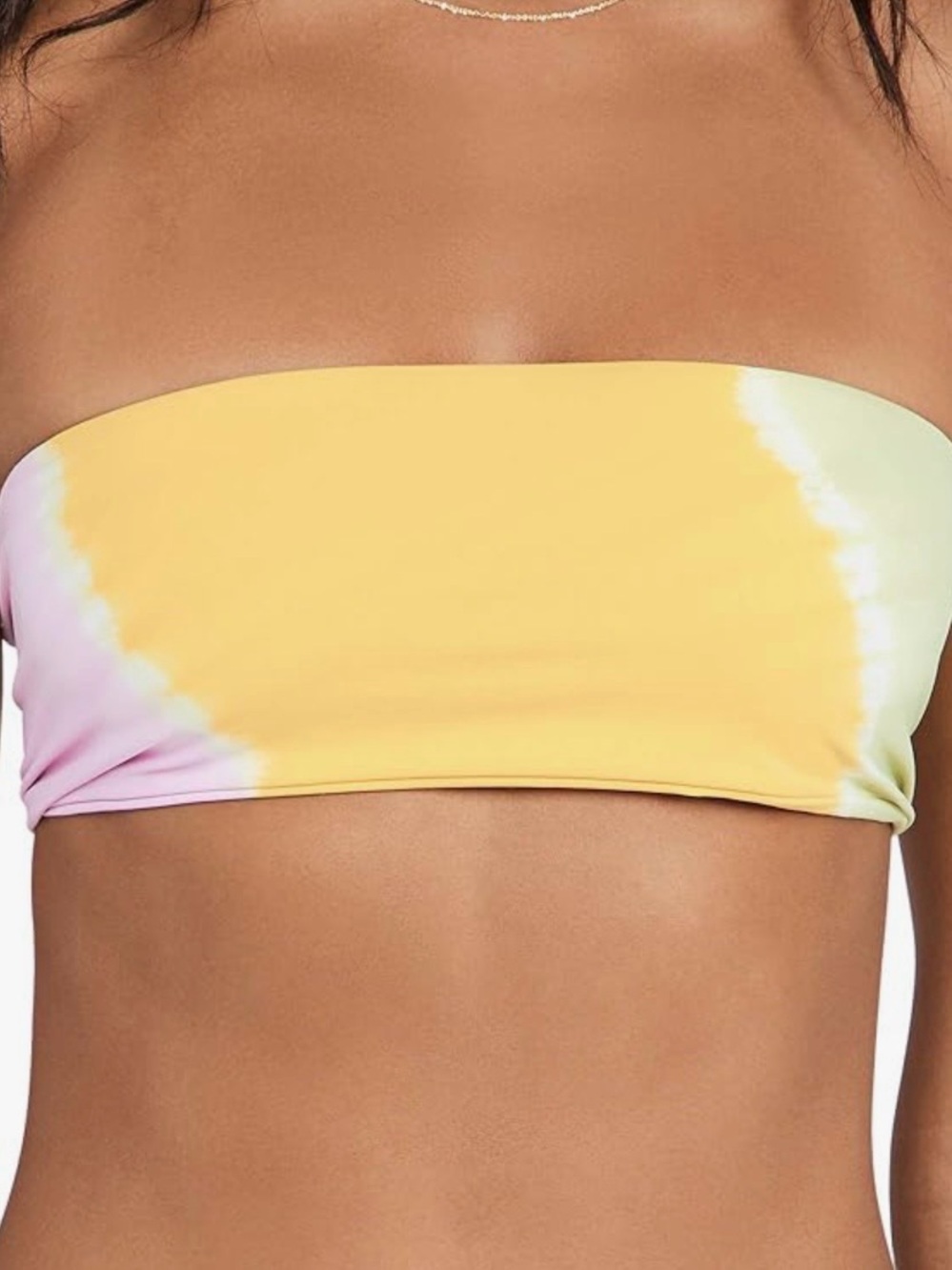 L*Space Beach Wave Bandeau Bikini Top Diagonal Sunburst Tie Dye Pastel Size L